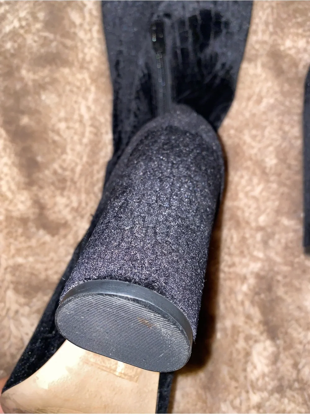 Aldo Black Velvet Over-the-Knee Block Heel Boots